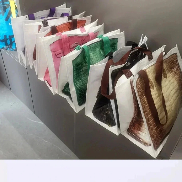 Reusable grocery tote bag, printed designer Birkin bag Large Capacity bags PINK - Picture 7 of 12